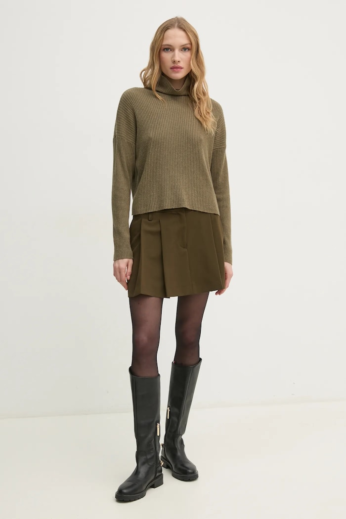 Svetr z vlněné směsi Sisley 106WM201U zelená AW24