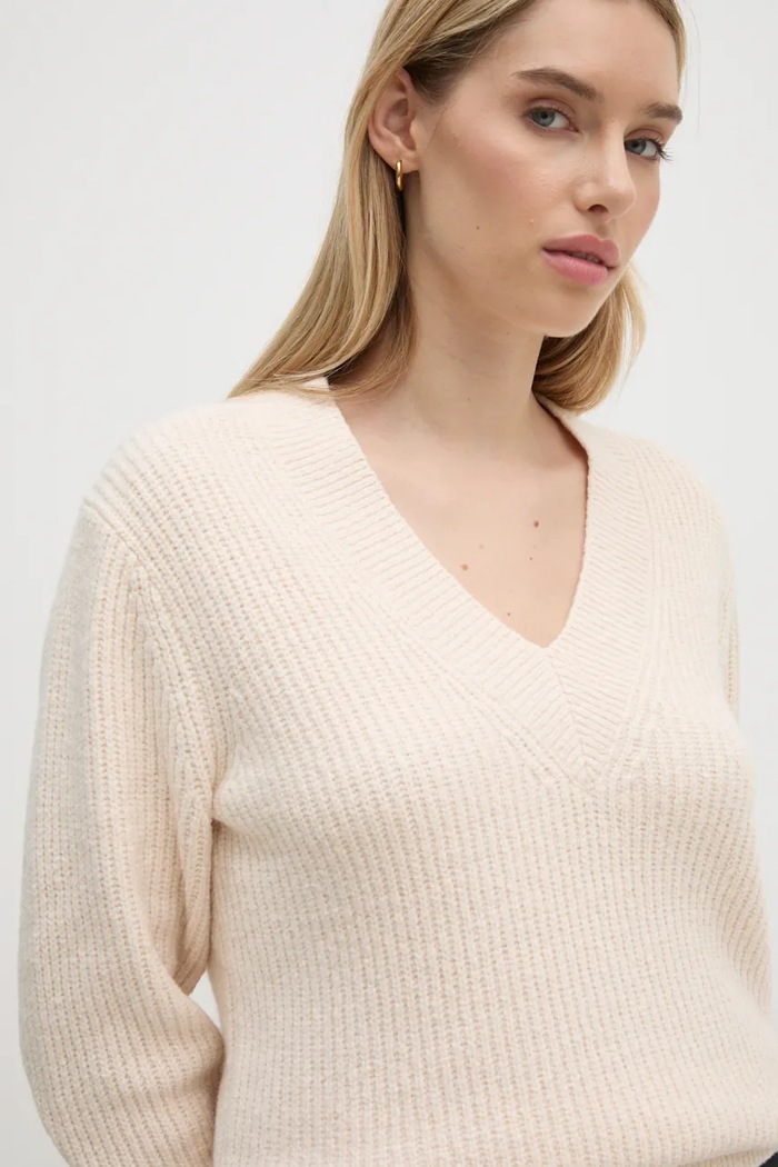 Pulover s dodatkom vune Calvin Klein bež K20K207414
