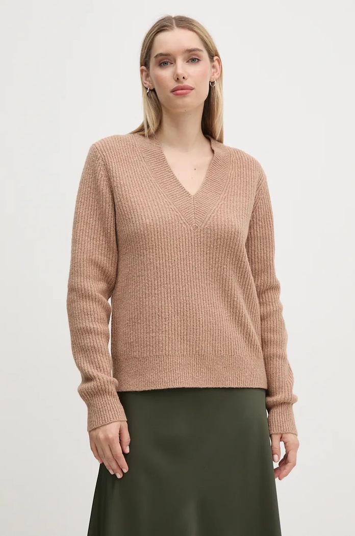 Sveter s prímesou vlny Calvin Klein s prímesou vlny béžová K20K207414