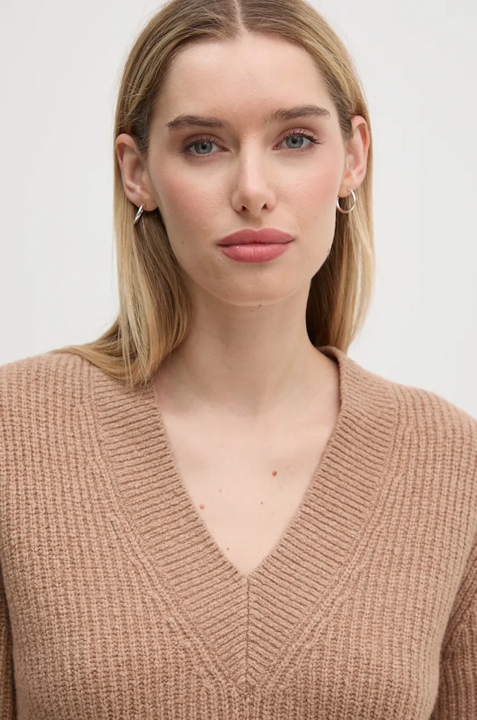 Sveter s prímesou vlny Calvin Klein béžová K20K207414