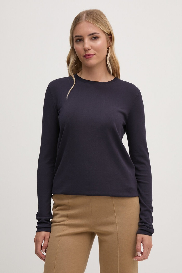Pulover Calvin Klein okrugli mornarsko plava K20K207681