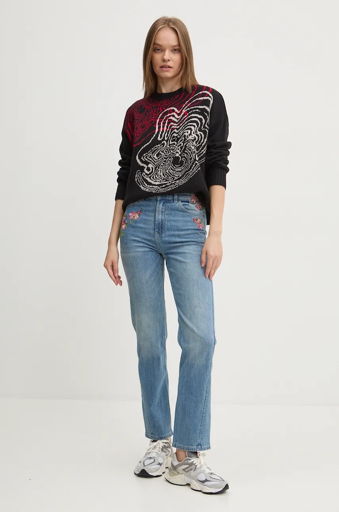 Desigual sweter z domieszką wełny TOULOUSE 24WWJF54 czarny AW24