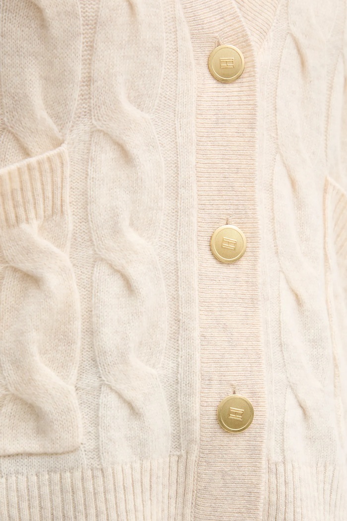 Tommy Hilfiger cardigan din lână WW0WW43089 bej