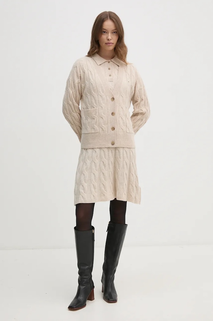 Tommy Hilfiger Vlněný svetr Tommy Hilfiger WW0WW43089 béžová AW25