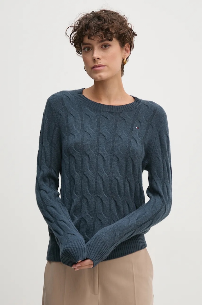 Svetr Tommy Hilfiger kulatý námořnická modř WW0WW43586