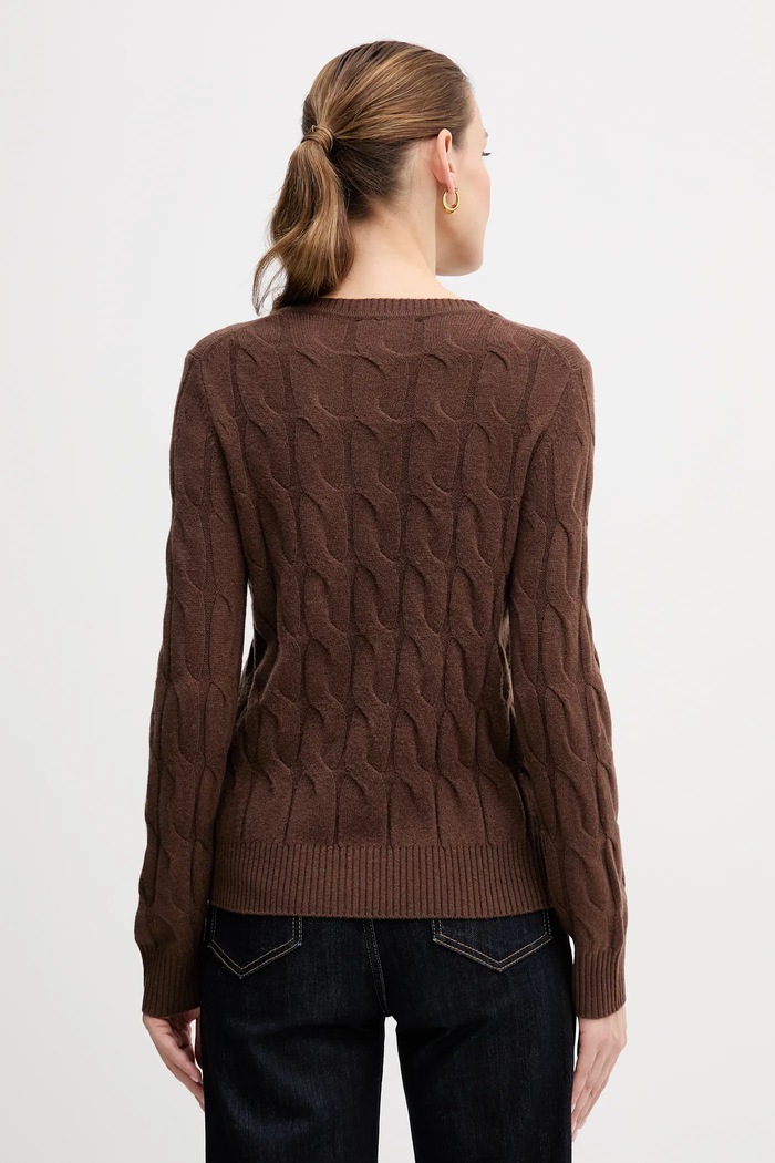 Odzież Tommy Hilfiger Sweter damski wełniany WW0WW43586 brązowy