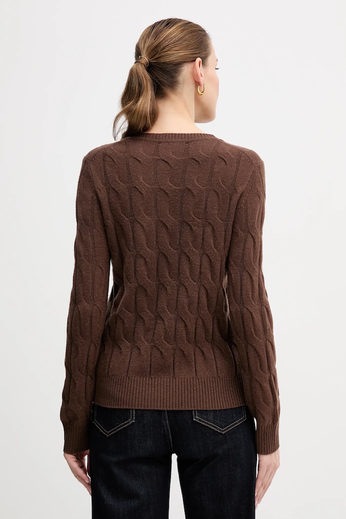 Odzież Tommy Hilfiger Sweter damski wełniany WW0WW43586 brązowy