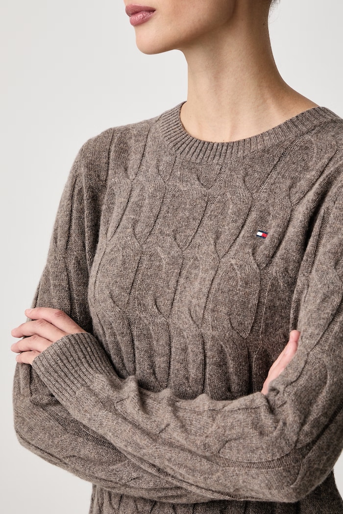 Sweter damski wełniany Tommy Hilfiger WW0WW43586 brązowy