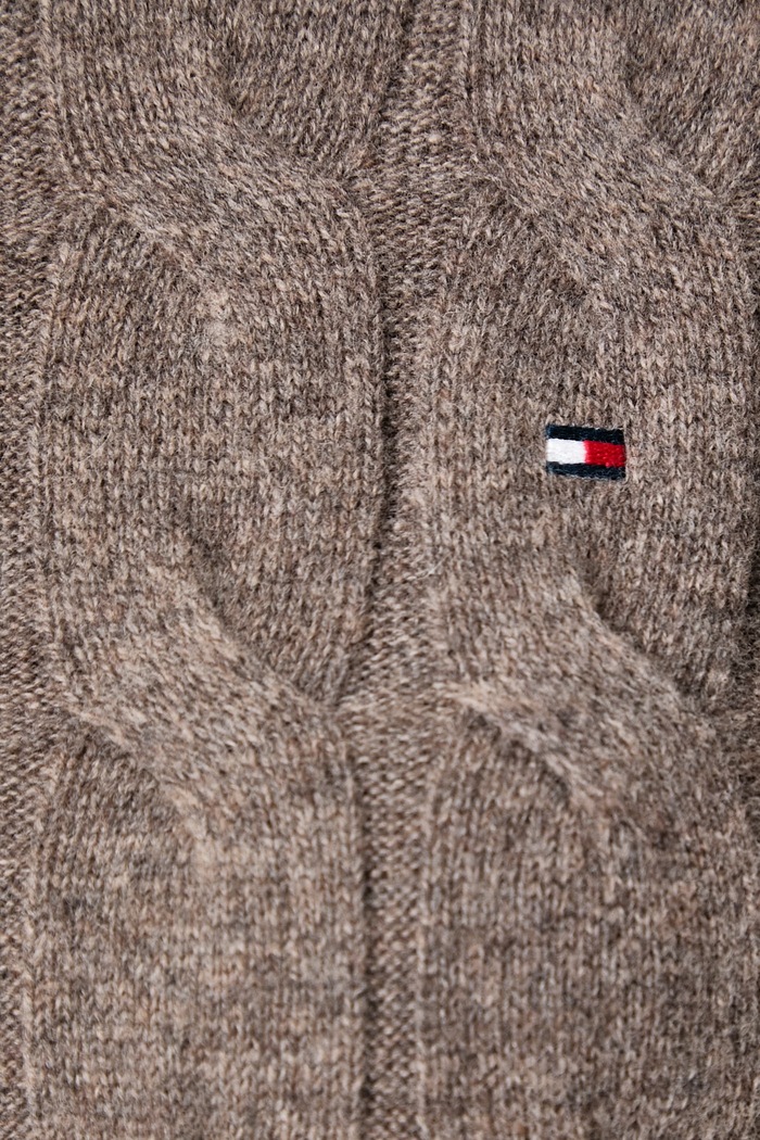 Sweter damski wełniany Tommy Hilfiger brązowy WW0WW43586