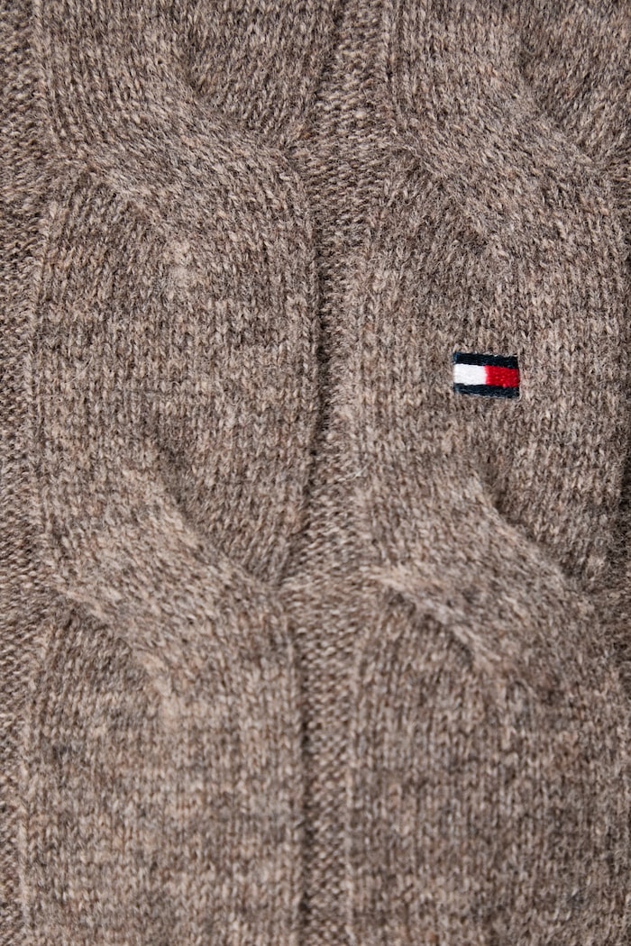 Sweter damski wełniany Tommy Hilfiger brązowy WW0WW43586