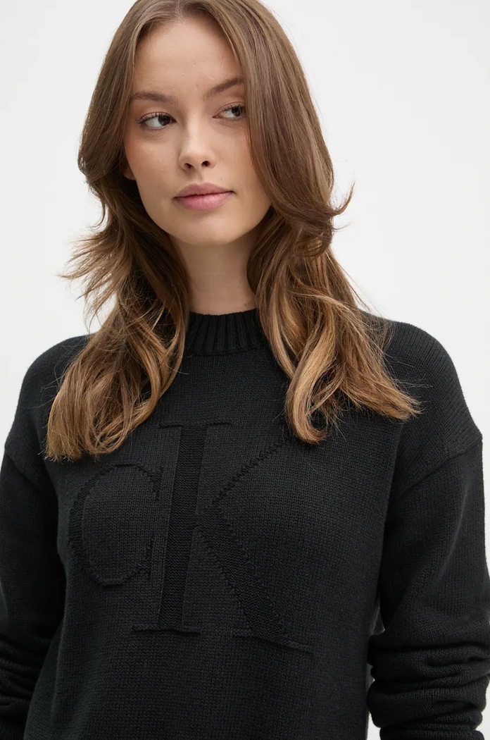 Пуловер с вълна Calvin Klein Jeans черен J20J224224