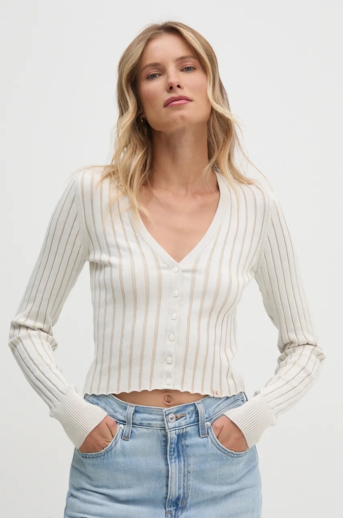 Дрехи Памучна жилетка Calvin Klein Jeans J20J224222 бежов