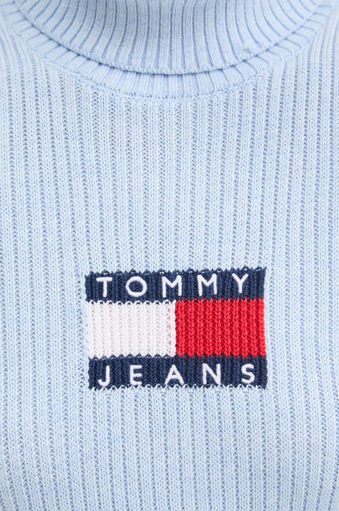 Sweter z domieszką wełny Tommy Jeans niebieski DW0DW18678