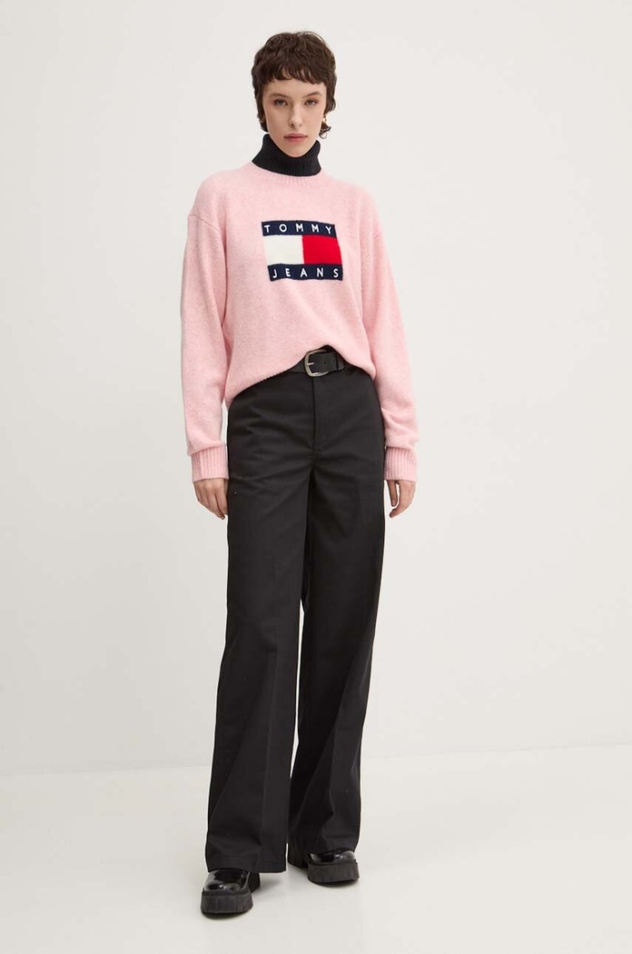 Tommy Jeans Pulover din amestec de lana DW0DW18681 roz NC24