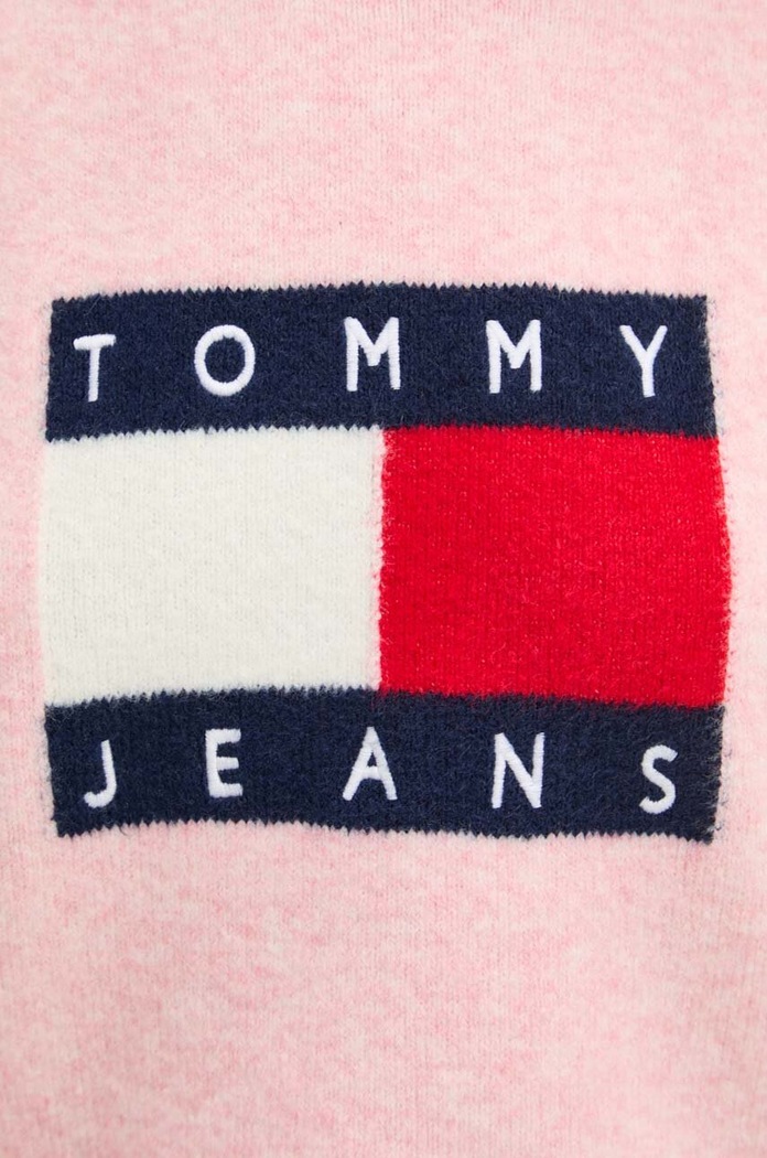 Pulover din amestec de lana Tommy Jeans roz DW0DW18681
