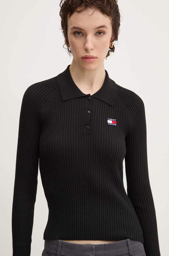 Πουλόβερ Tommy Jeans μαύρο DW0DW19803