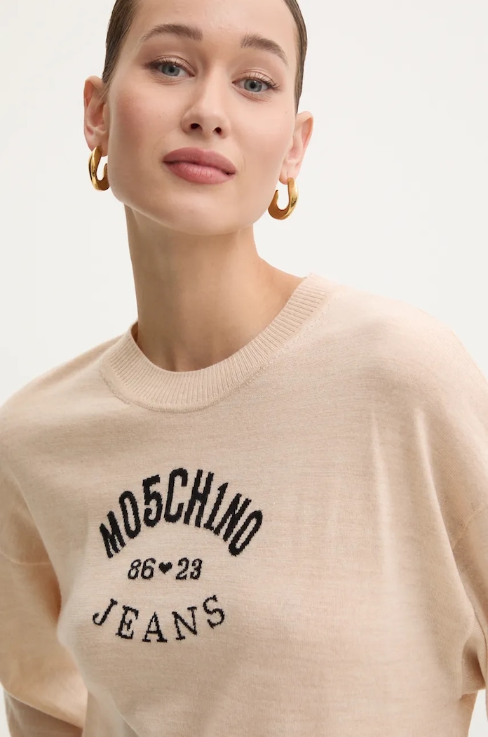 Вълнен пуловер Moschino Jeans 0931.8700 бежов