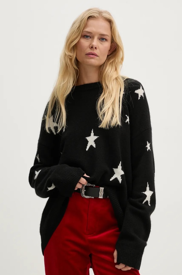 Pulover od kašmira ZADIG&VOLTAIRE vuna crna KWSW00066