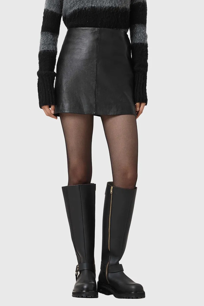 AllSaints spódnica skórzana RENAI casual czarny W020RB