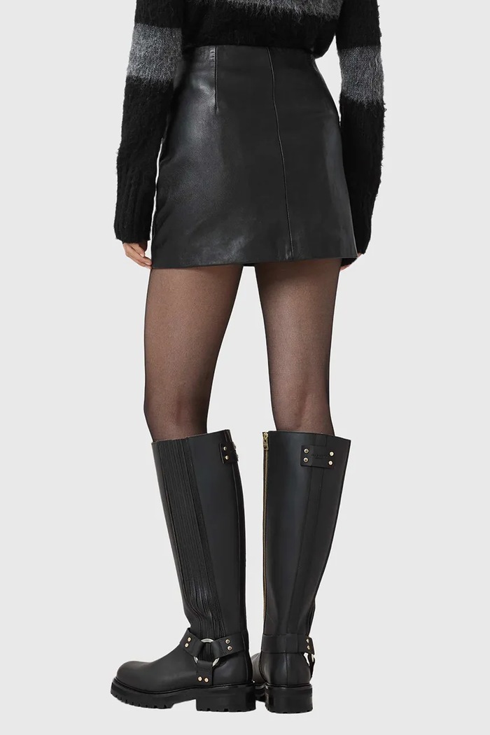 AllSaints spódnica skórzana RENAI W020RB czarny AA00