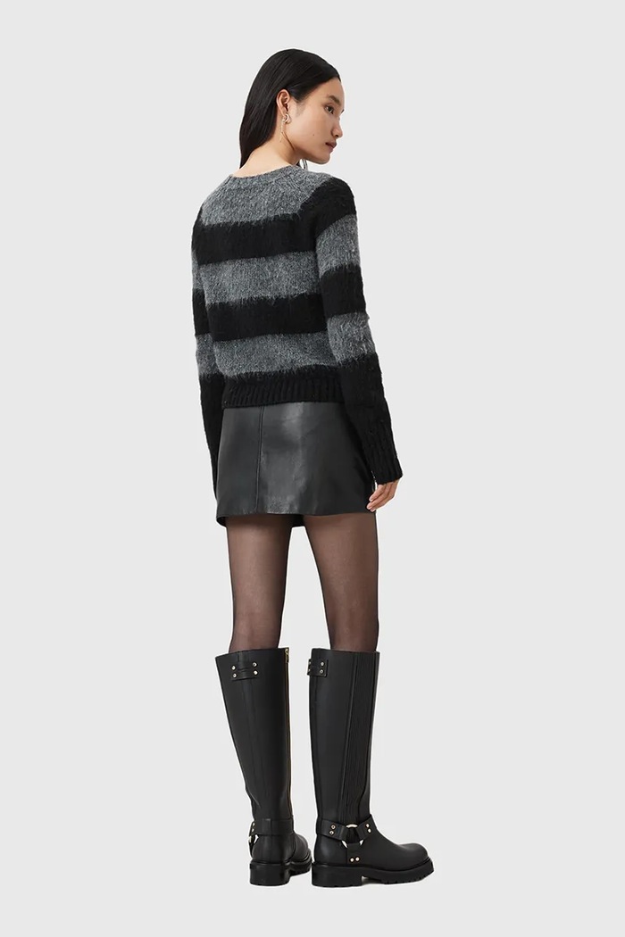 AllSaints spódnica skórzana RENAI czarny W020RB