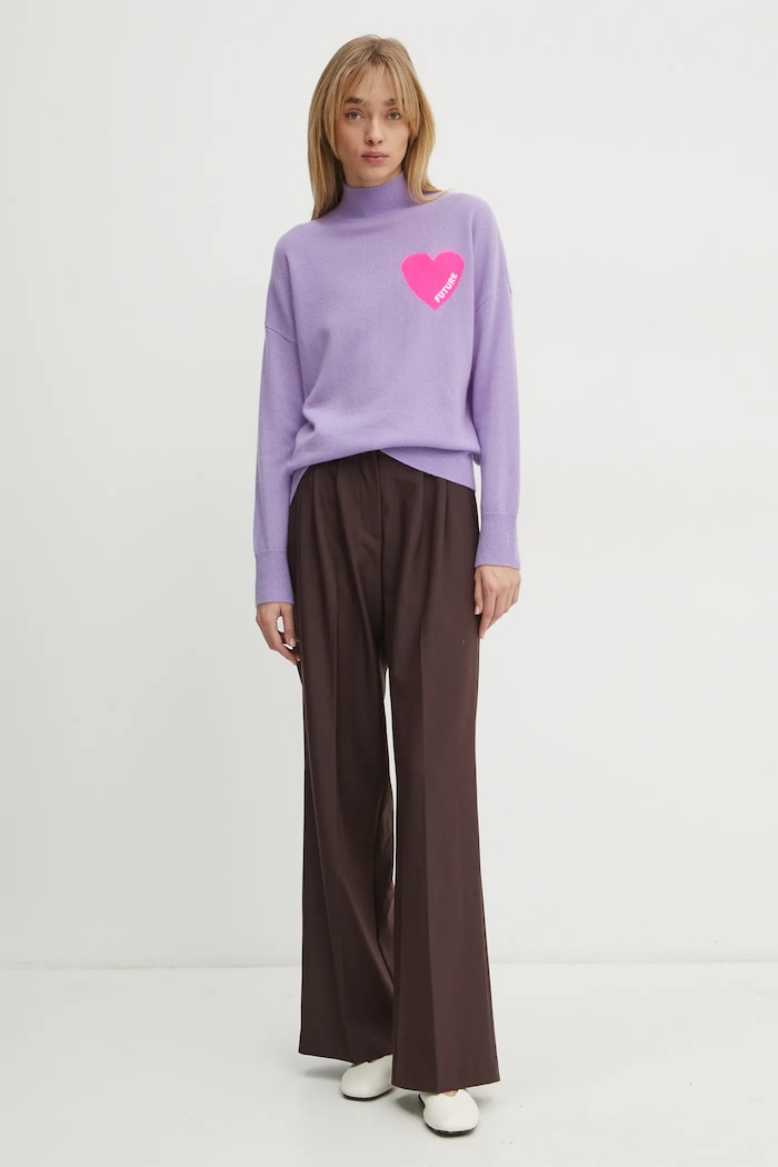 FROM FUTURE sweter kaszmirowy WPM00746 fioletowy AW25