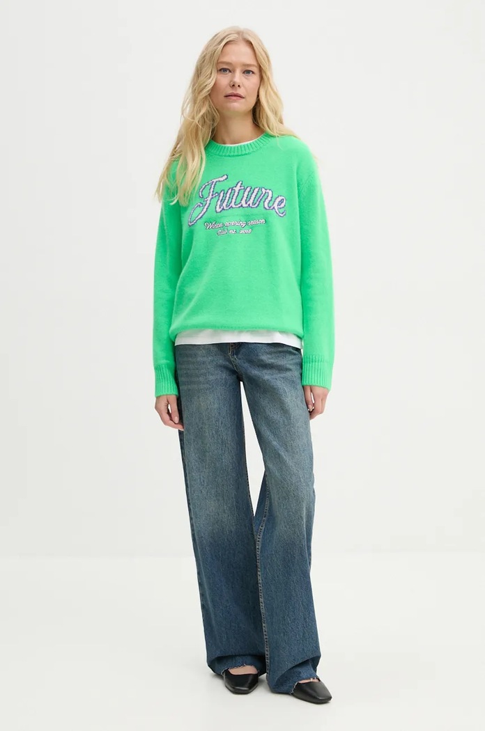 From Future Sweter kaszmirowy WPR02204 zielony SS25