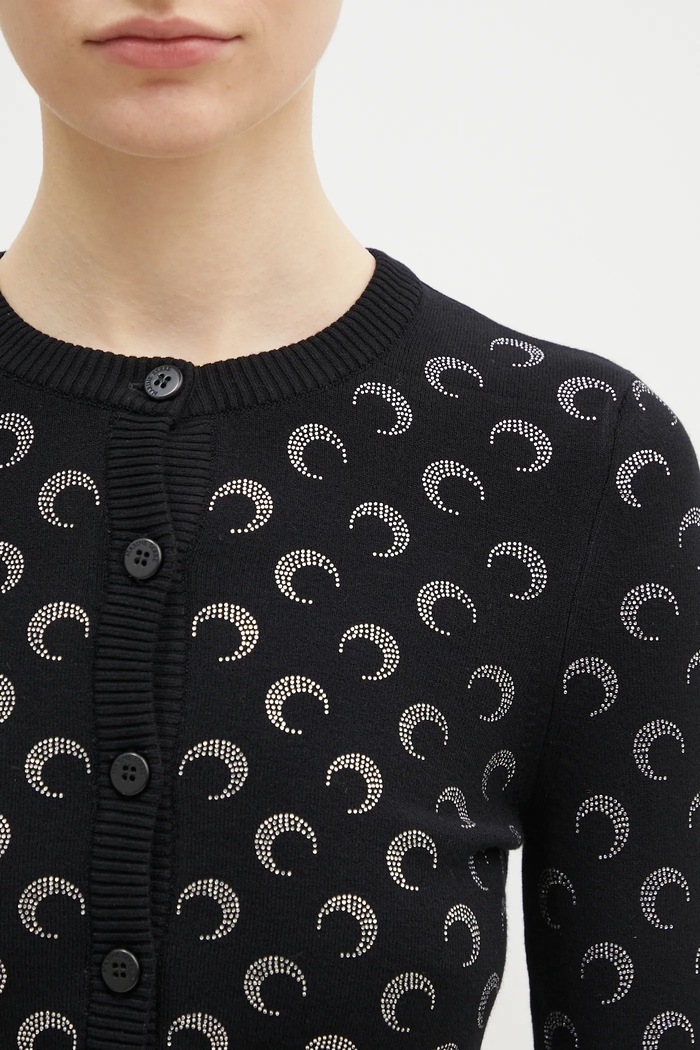 Marine Serre cardigan Moon Strass Knit Fitted Cardigan black WTK011A.RKNI0001