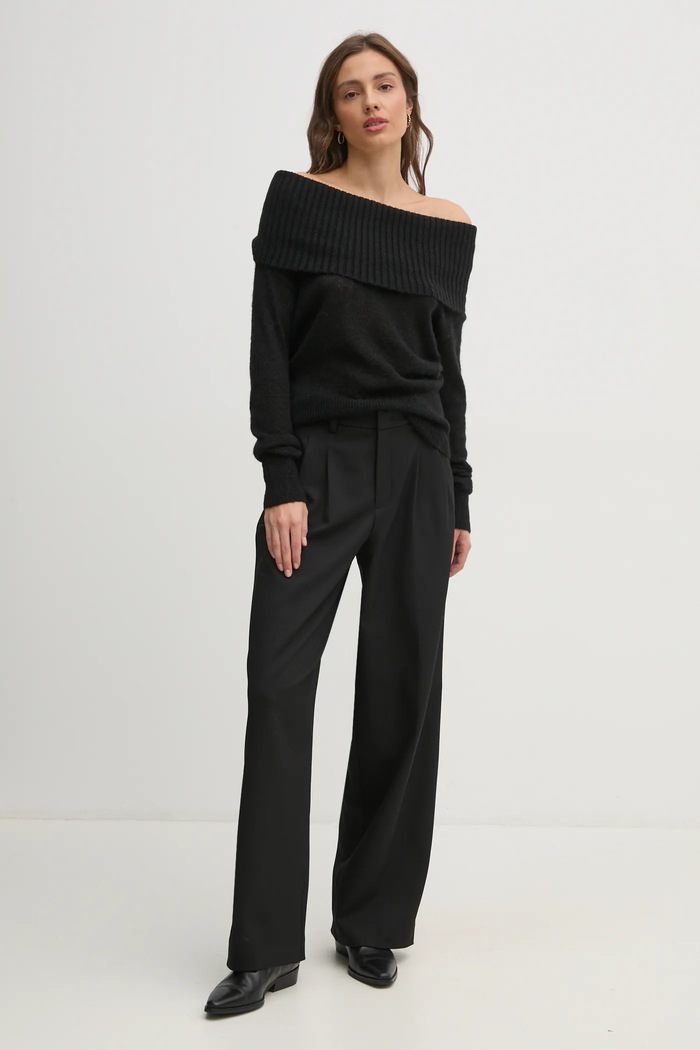 Sisley sweter z domieszką wełny 1026M201Z czarny AW24