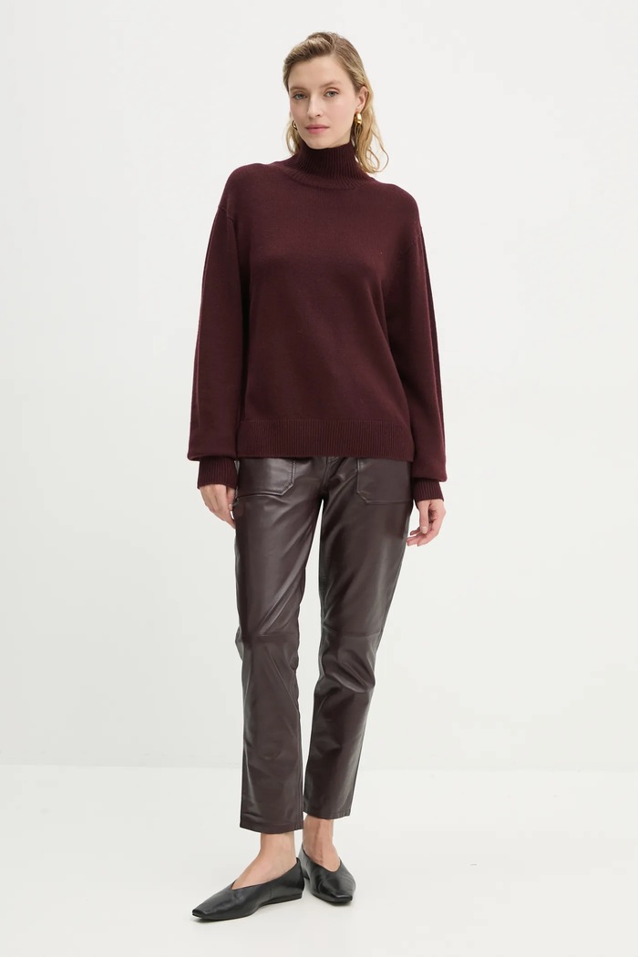 Kašmírový svetr A.L.C. Teddy 7SWPO01026 burgundské AW24