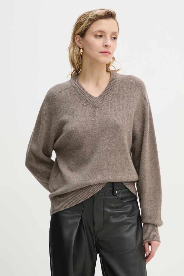 A.L.C. pulover de casmir Calven grosime medie maro 7SWPO01027