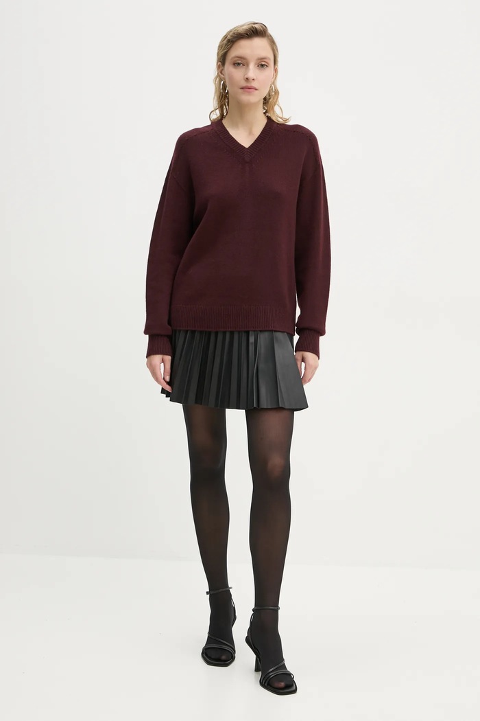 Kašmírový sveter A.L.C. Calven 7SWPO01027 burgundské AW24
