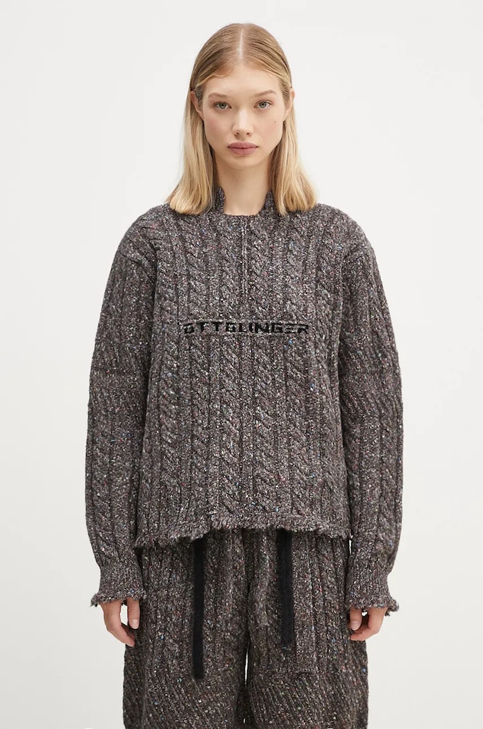 Светр з домішкою вовни Ottolinger Knit Chunky Sweater круглий виріз коричневий 1070201521