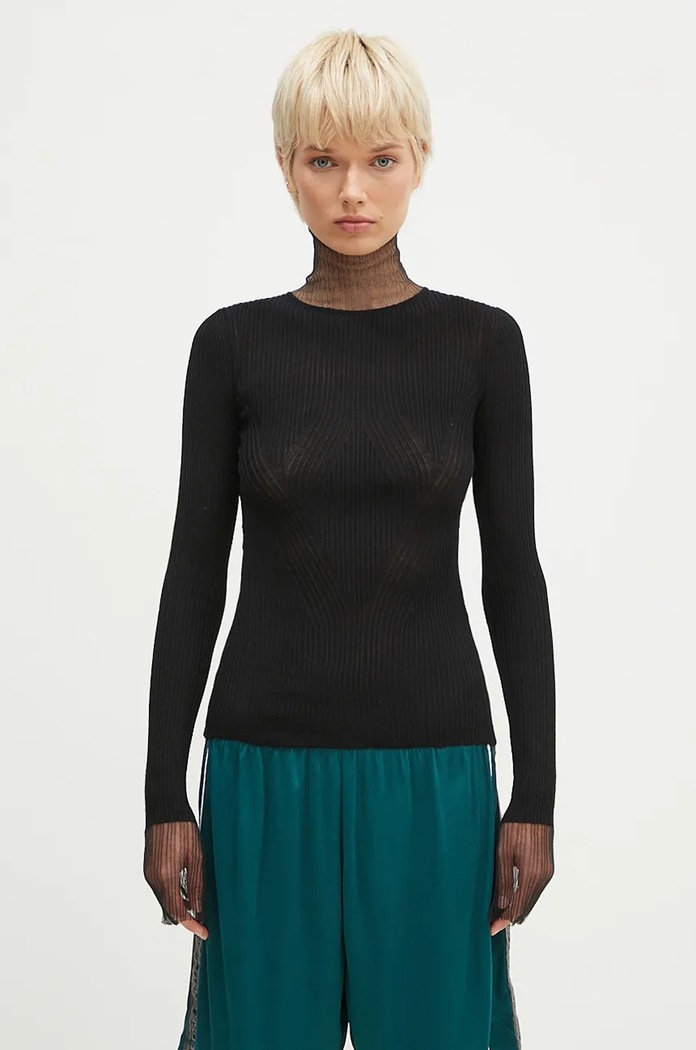 Sportmax sweter wełniany Derris golf czarny 2422366052600