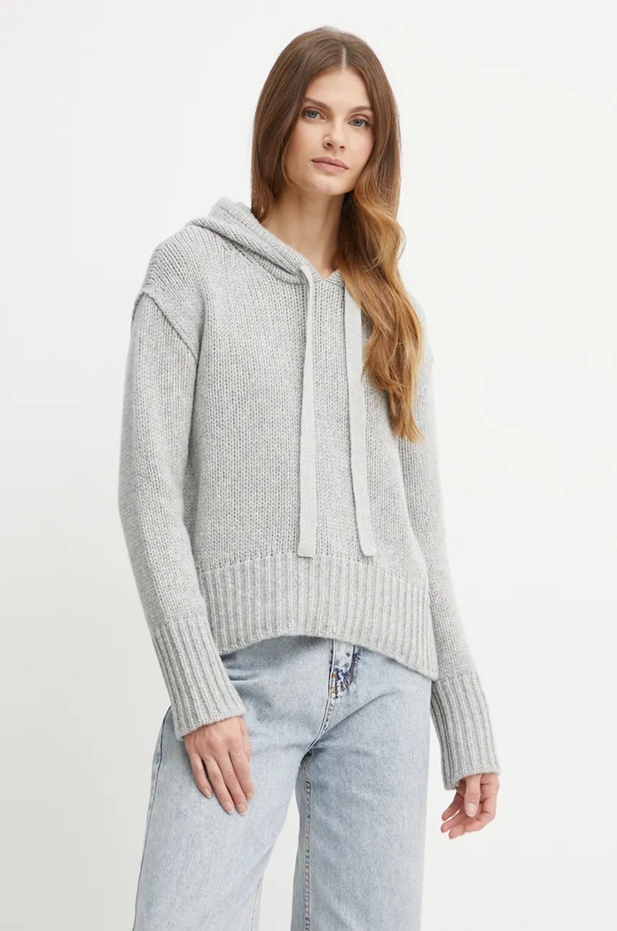 Forte Forte sweter wełniany okrągły szary 13337.myknit