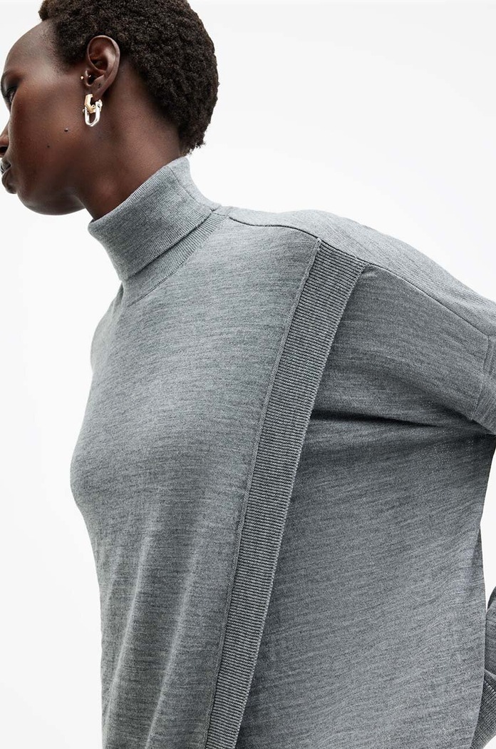 Vlněný svetr AllSaints BERN WRAP JUMPER W028KB šedá AW24