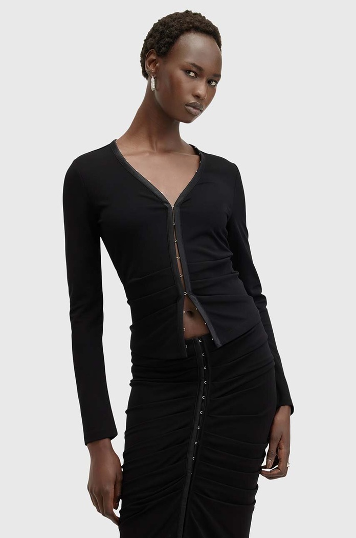 Kardigan AllSaints CADELL TOP V výstřih černá W033JB