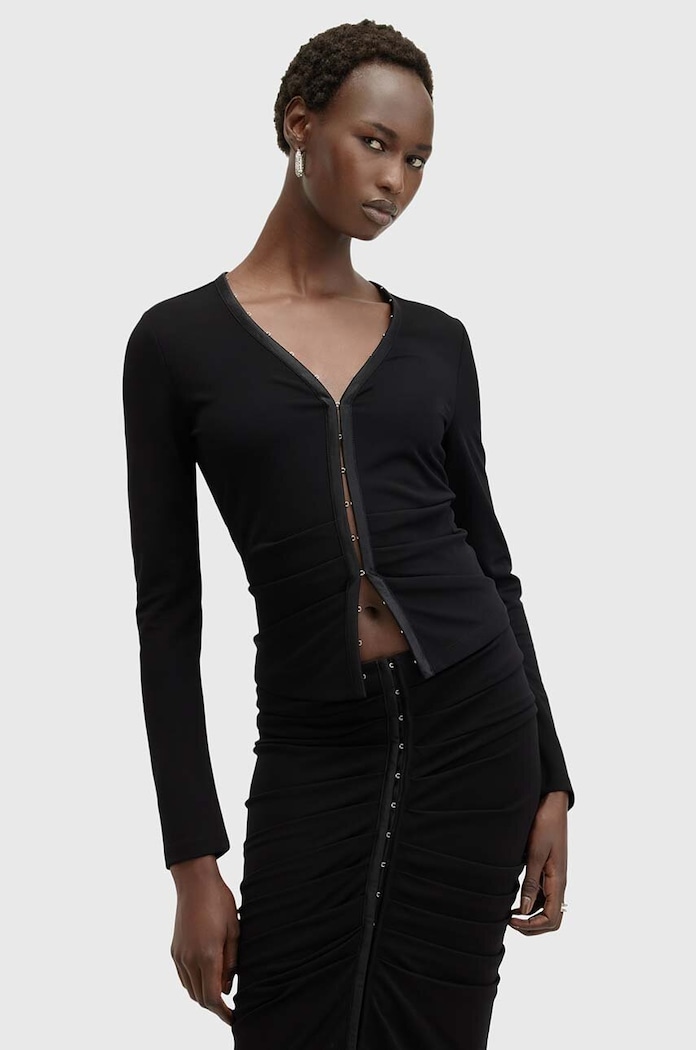 Kardigan AllSaints CADELL TOP V výstřih černá W033JB