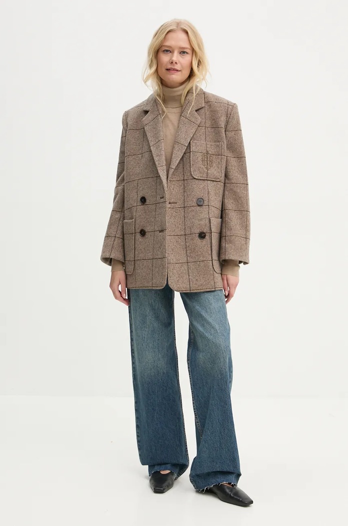 Svetr z vlněné směsi By Malene Birger MOHSEN Q72551001 béžová AW24