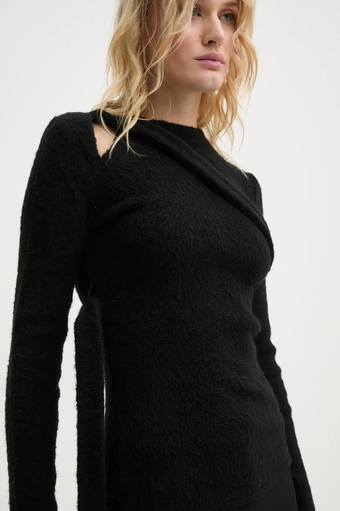 Pulover s primesjo volne Heliot Emil črna AW24.W.07.065.BLK01