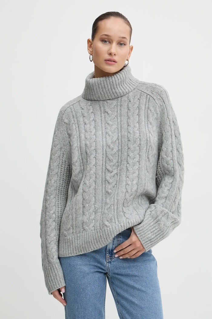 Pulover s dodatkom vune Abercrombie & Fitch s dodatkom vune siva KI150.4307.112