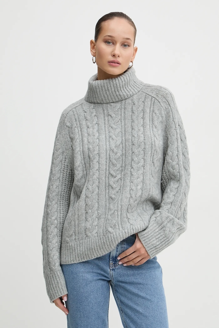 Pulover s dodatkom vune Abercrombie & Fitch s dodatkom vune siva KI150.4307.112