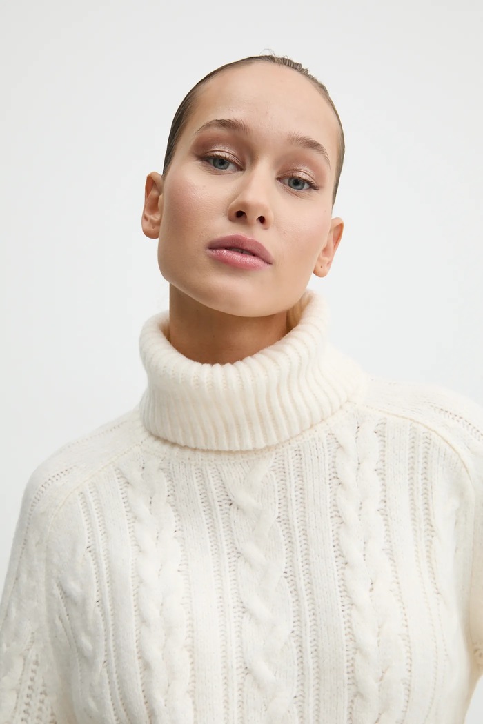 Abercrombie & Fitch sweter z domieszką wełny beżowy KI150.4460.178