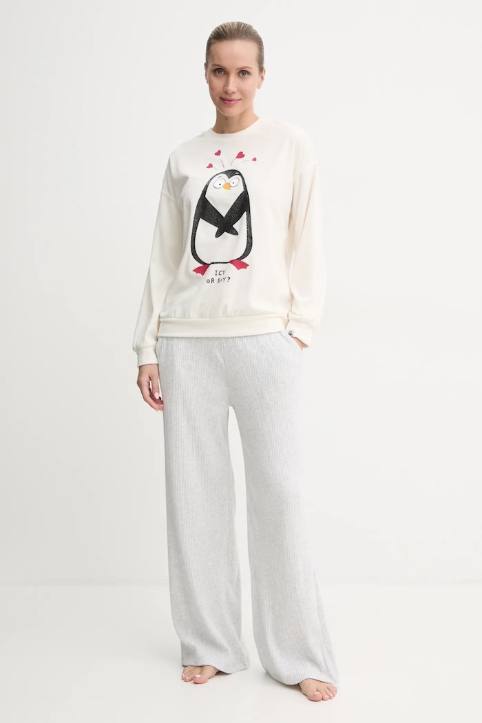 Μπλούζα πιτζάμας United Colors of Benetton 3PAE3M07J μπεζ AW24