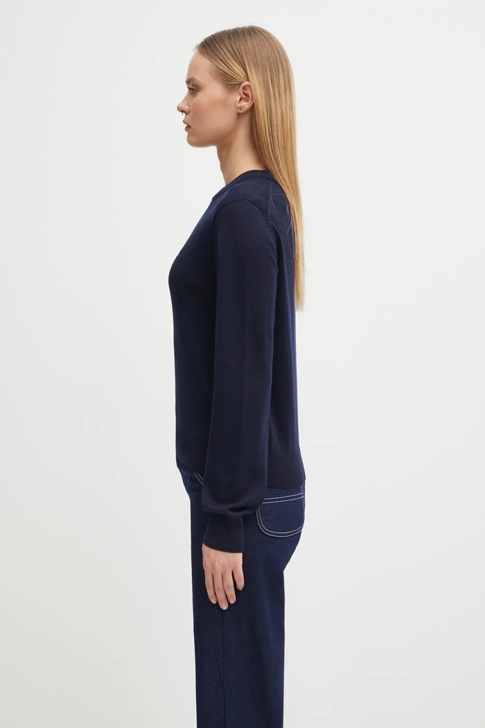 Vlnený sveter Maison Kitsuné Bold Fox Head Patch MW00801KT1036 tmavomodrá SS25