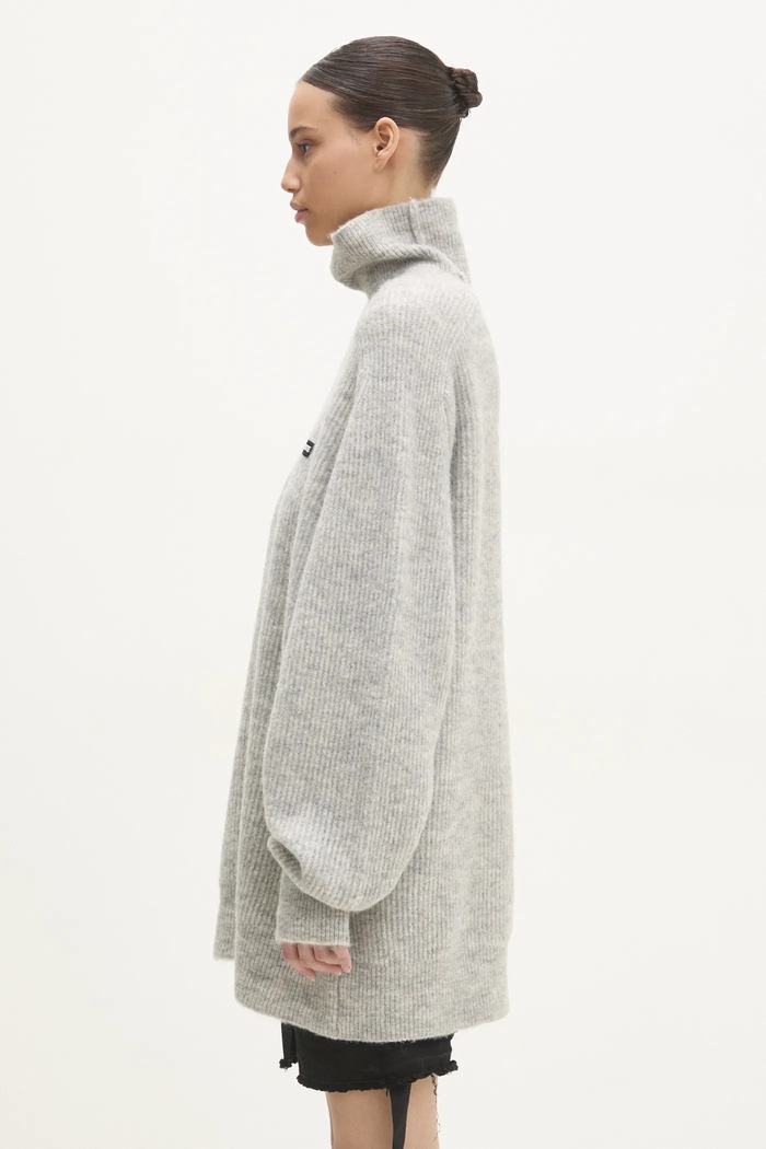 Vlněný svetr Rotate Turtleneck 113128039 šedá AW24