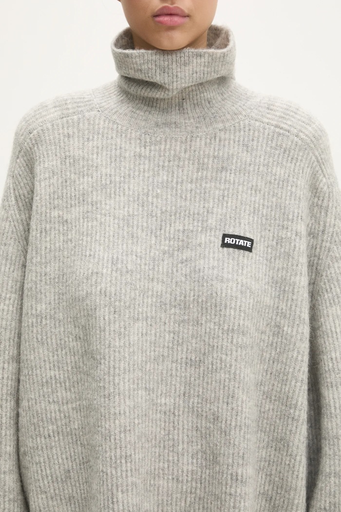 Vlněný svetr Rotate Turtleneck šedá 113128039