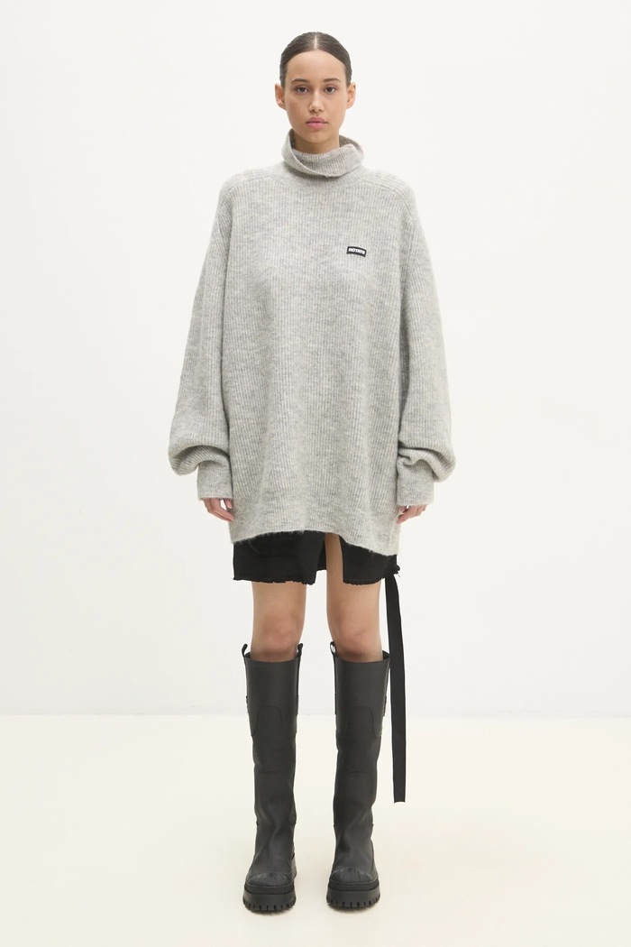 Vlněný svetr Rotate Turtleneck 113128039 šedá