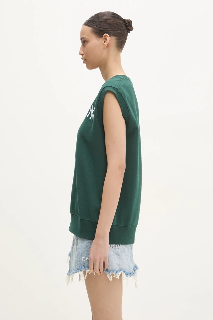 Sporty & Rich cotton gilet Yankees Serif V-Neck ST045505300GR10 green AW24