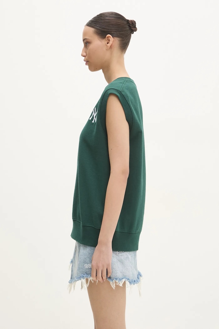 Sporty & Rich cotton gilet Yankees Serif V-Neck ST045505300GR10 green AW24